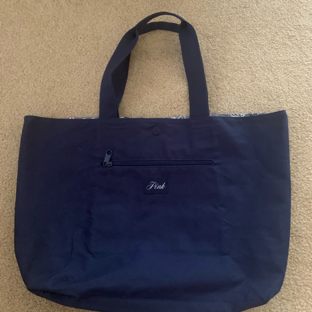 Pink Navy Blue Tote Bag
